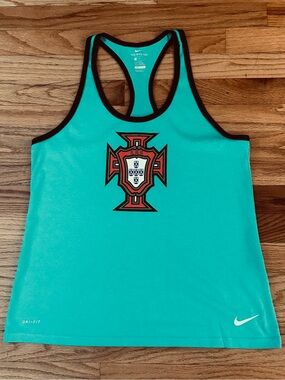 Nike Teal Racerback Tank with Black Trim  and Portugal’s Crest Sz M